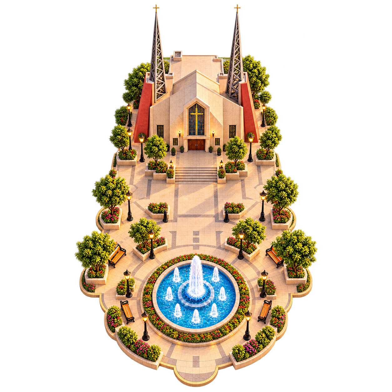 Escenario ilustrado de Plaza del Santuario