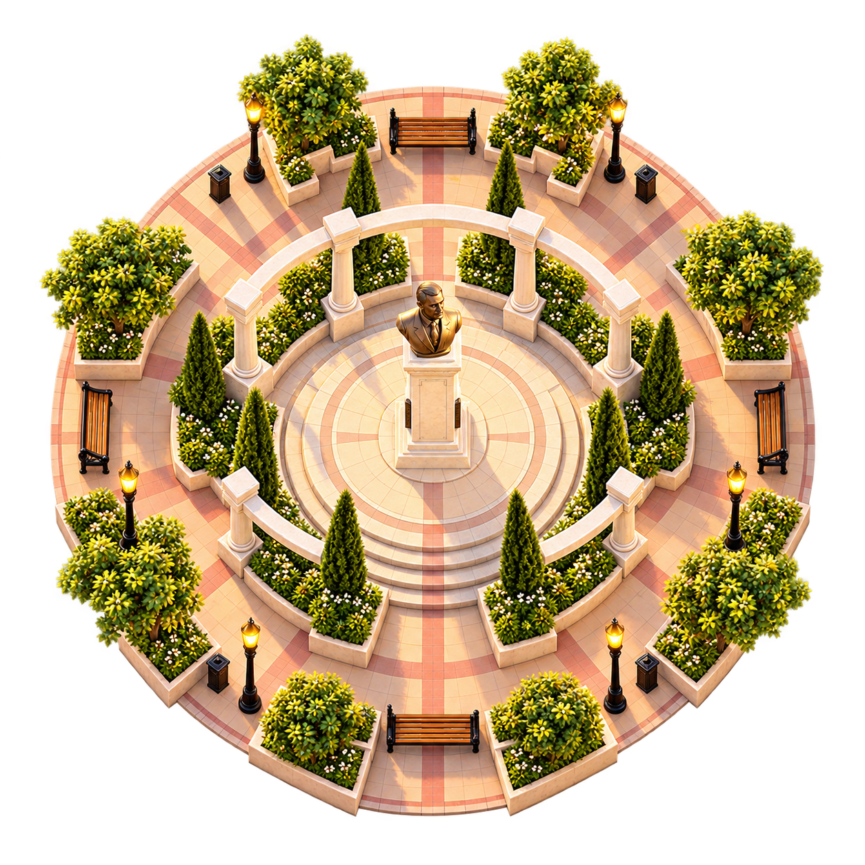 Escenario ilustrado de Plaza Benito Juárez